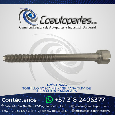 TORNILLO ROSCA M8 X 1,25 PARA TAPA DE INSPECCION Y MAMPARA