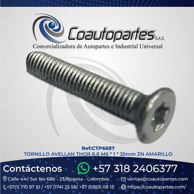 TORNILLO AVELLAN THOR 8.8 M6 * 1 * 35mm ZN AMARILLO