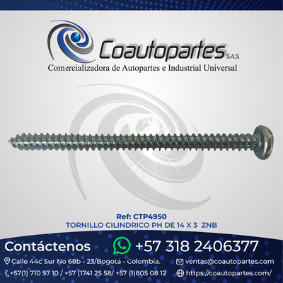 TORNILLO CILINDRICO PH DE 14 X 3 ZNB