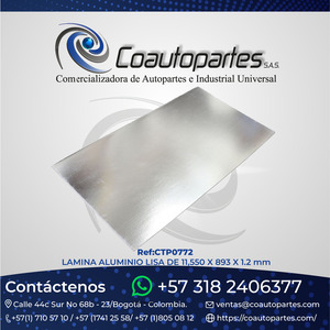 LAMINA ALUMINIO LISA DE 11,550 X 893 X 1.2 mm