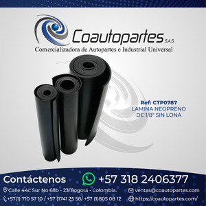 LAMINA NEOPRENO DE 1/8" SIN LONA