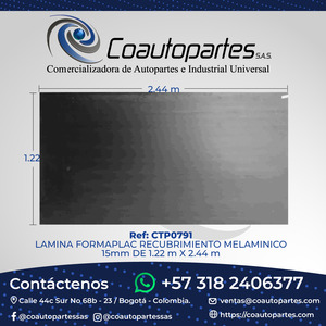 LAMINA FORMAPLAC RECUBRIMIENTO MELAMINICO 15MM DE 1.20 m * 2.40 m