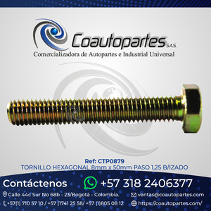 TORNILLO HEXAGONAL 8mm x 50mm PASO 1,25 B/IZADO