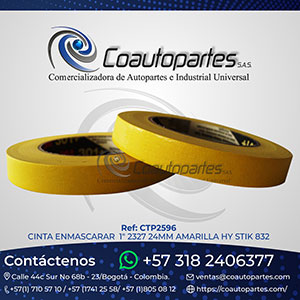 CINTA ENMASCARAR 1" 2327 24MM AMARILLA HY STIK 832
