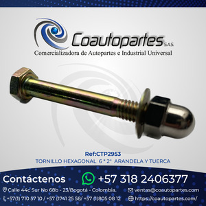 TORNILLO HEXAGONAL 6 * 2" ARANDELA Y TUERCA