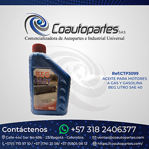 ACEITE PARA MOTORES A GAS Y GASOLINA BEG LITRO SAE 40