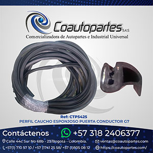 PERFIL CAUCHO ESPONJOSO PUERTA CONDUCTOR G7