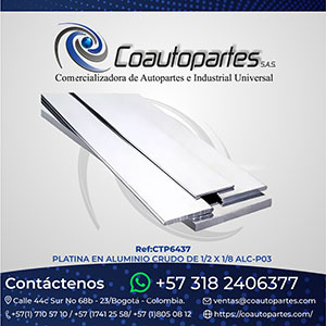 PLATINA EN ALUMINIO CRUDO DE 1/2 X 1/8 ALC-P03