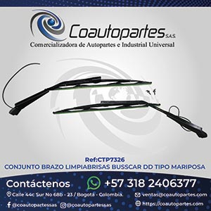 CONJUNTO BRAZO LIMPIABRISAS BUSSCAR DD TIPO MARIPOSA