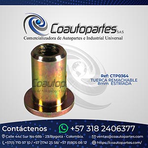 TUERCA REMACHABLE 8 mm ESTRIADA