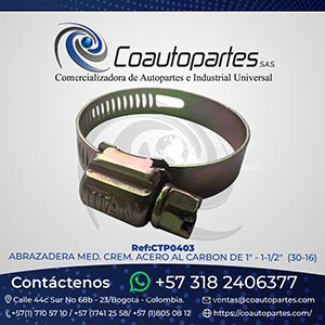 ABRAZADERA MED. CREM. ACERO AL CARBON DE 1" - 1-1/2" (30-16)