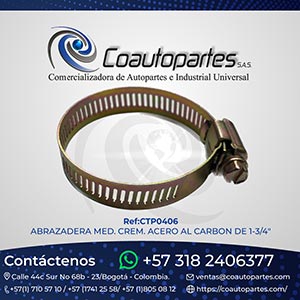 ABRAZADERA MED. CREM. ACERO AL CARBON DE 1-3/4" - 2-1/4" (30-28)