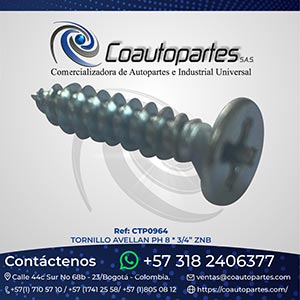 TORNILLO AVELLAN PH 8 * 3/4” ZNB