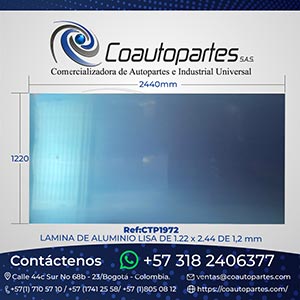 LAMINA DE ALUMINIO LISA DE 1.22 x 2.44 DE 1,2 MM