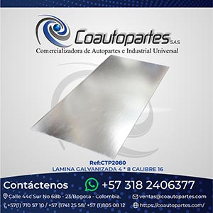 LAMINA GALVANIZADA 4 * 8 CALIBRE 16