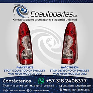 STOP IZQUIERDO/DERECHO CHEVROLET VAN N300 MODELO 2012