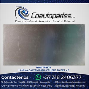 LAMINA GALVANIZADA CALIBRE 22 DE 4X8