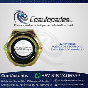 TUERCA DE SEGURIDAD 8 mm ZINCADA AMARILLA 1