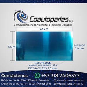 LAMINA ALUMINIO LISA DE 2.44 X 1.22 X 2,0 mm