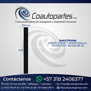 VIDRIO C/SER T 5X110X1291MM TEMPLADO BUSSCAR S5