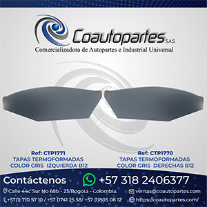 TAPAS TERMOFORMADAS COLOR GRIS IZQUIERDA/DERECHA B12