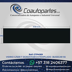VIDRIO C/SER T 5X262X1148MM TEMPLADO BUSSCAR S5