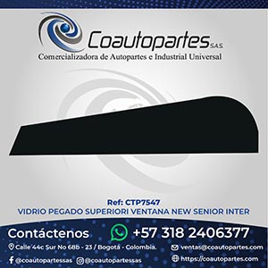 VIDRIO PEGADO SUPERIOR VENTANA NEW SENIOR INTER