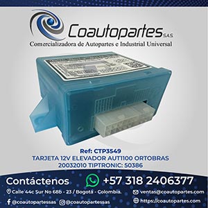 TARJETA 12V ELEVADOR AUT1100 ORTOBRAS 20032010 TIPTRONIC: 50386