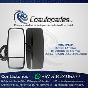 ESPEJO LATERAL BIPARTIDO DE 510 mm DERECHO CON DESEMPAÑADOR 11289820 002-175AD