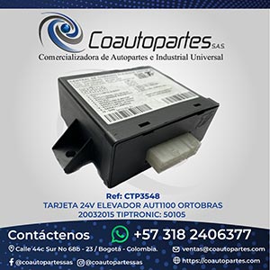TARJETA 24V ELEVADOR AUT1100 ORTOBRAS 20032011 Ortobras 20032015 Tiptronic: 50105