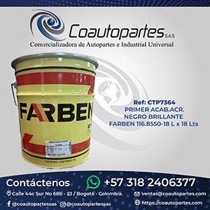 PRIMER ACAB.ACR.NEGRO BRILLANTE FARBEN 116.8550-18 L x 18 Lts CODIGO 431994