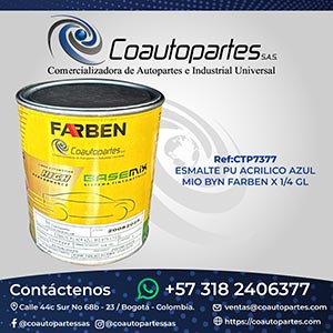ctpESMALTE PU ACRILICO AZUL MIO BYN FARBEN X 1/4GL7377