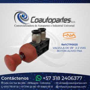 VALVULA DE 1/8" 2-2 VIAS BOTON ALIVIO FNA 101095 33210033