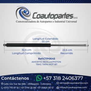 AMORTIG REJILLA/PISTON 75KG TAPA MOT B7 50322884-4