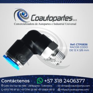 RACOR CODO DE 12 X 3/8 mm