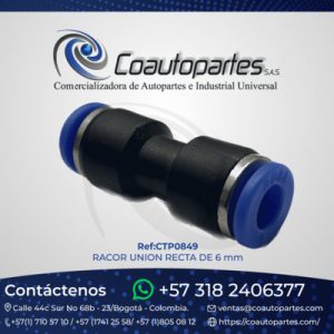 RACOR UNION RECTA DE 6 mm