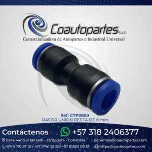 RACOR UNION RECTA DE 8 mm