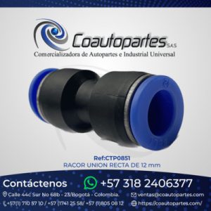 RACOR UNION RECTA DE 12 mm