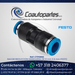 UNION RECTA FESTO DE 8mm A 6mm 153038 10780302 P/in connector QS-8-6-50