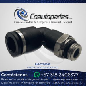 RACOR CODO DE 1/8 X 8 mm