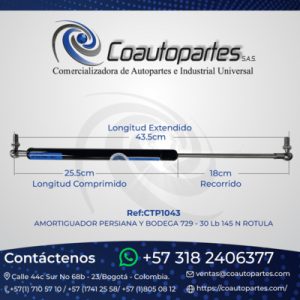 AMORTIGUADOR PERSIANA Y BODEGA 729 - 30 Lb 145 N ROTULA