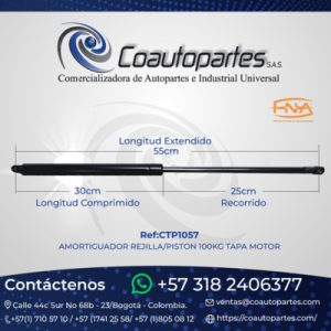 AMORTIGUADOR REJILLA/PISTON 100KG TAPA MOTOR 27142961 API0010206 6998