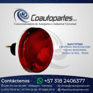 LAMPARA NAVEGACION TECHO REDONDA 70 mm 12 VOL. ROJA