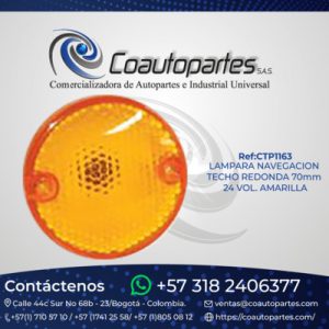 LAMPARA NAVEGACION TECHO REDONDA 70mm 24 VOL. AMARILLA