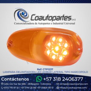 LAMPARA DELIMITADORA LED AMBAR LATERAL TIPO MARCOPOLO 008L123-1/MV