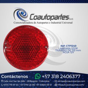 LAMPARA STOP TRASERO DE 125 mm ROJA 12V