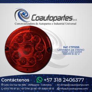 LAMPARA DE FRENO - ROJA LED DIAM 155MM * 24 VOL