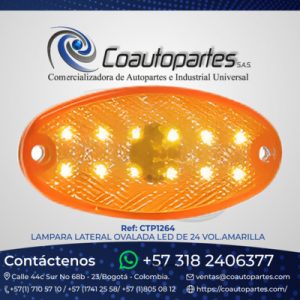 LAMPARA LATERAL OVALADA LED DE 24 VOL.AMARILLA