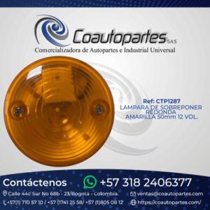 LAMPARA DE SOBREPONER REDONDA AMARILLA 50mm 12 VOL. LISTO 1947-A