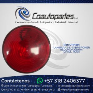 LAMPARA DE SOBREPONER REDONDA 63mm 12 VOL. ROJA 1948-R